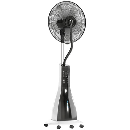 Water-Cooled Fan with Mist Function, Stand Fan with Remote Control, Timer Function, Oscillating, 3 Speeds, 3L Water Tank, 90W Water Fan with Wheels, 125cm