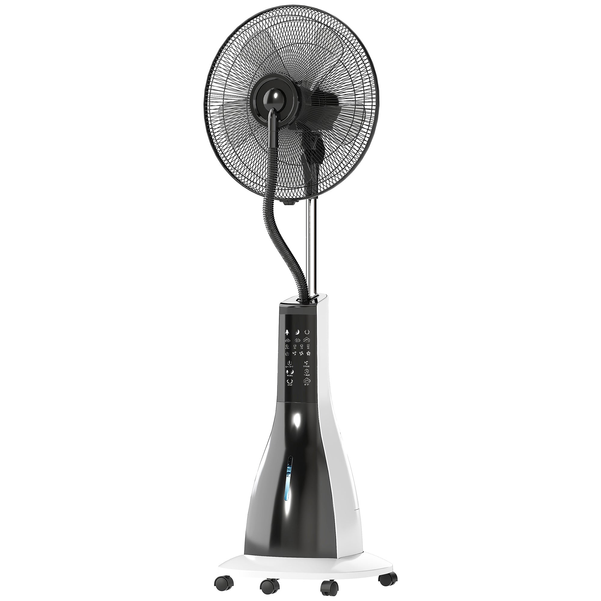 Water-Cooled Fan with Mist Function, Stand Fan with Remote Control, Timer Function, Oscillating, 3 Speeds, 3L Water Tank, 90W Water Fan with Wheels, 125cm