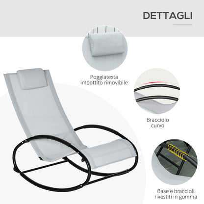 Zero Gravity Garden Rocking Chair, Ergonomic Garden Recliner with Breathable Fabric and Cushion for Indoor and Outdoor Use, 105x62x88 cm, Gray