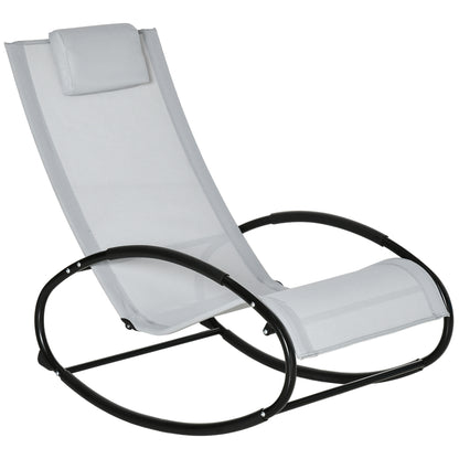 Zero Gravity Garden Rocking Chair, Ergonomic Garden Recliner with Breathable Fabric and Cushion for Indoor and Outdoor Use, 105x62x88 cm, Gray