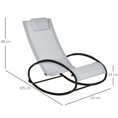 Zero Gravity Garden Rocking Chair, Ergonomic Garden Recliner with Breathable Fabric and Cushion for Indoor and Outdoor Use, 105x62x88 cm, Gray