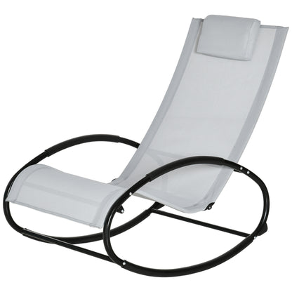Zero Gravity Garden Rocking Chair, Ergonomic Garden Recliner with Breathable Fabric and Cushion for Indoor and Outdoor Use, 105x62x88 cm, Gray