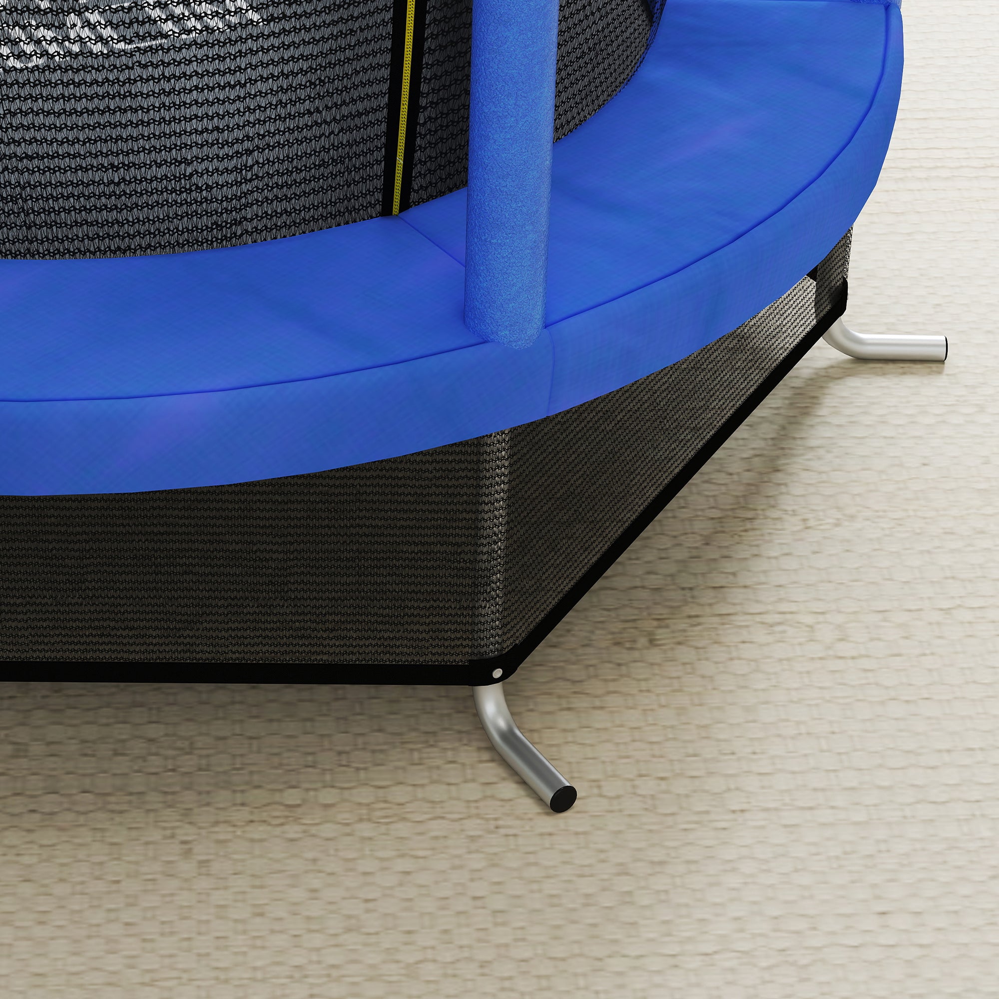 Kids Trampoline 3-6 Years with Safety Net, 6 Columns and Entries, PE, Plastic and Metal Trampoline, Ø140x190 cm, Blue and Black