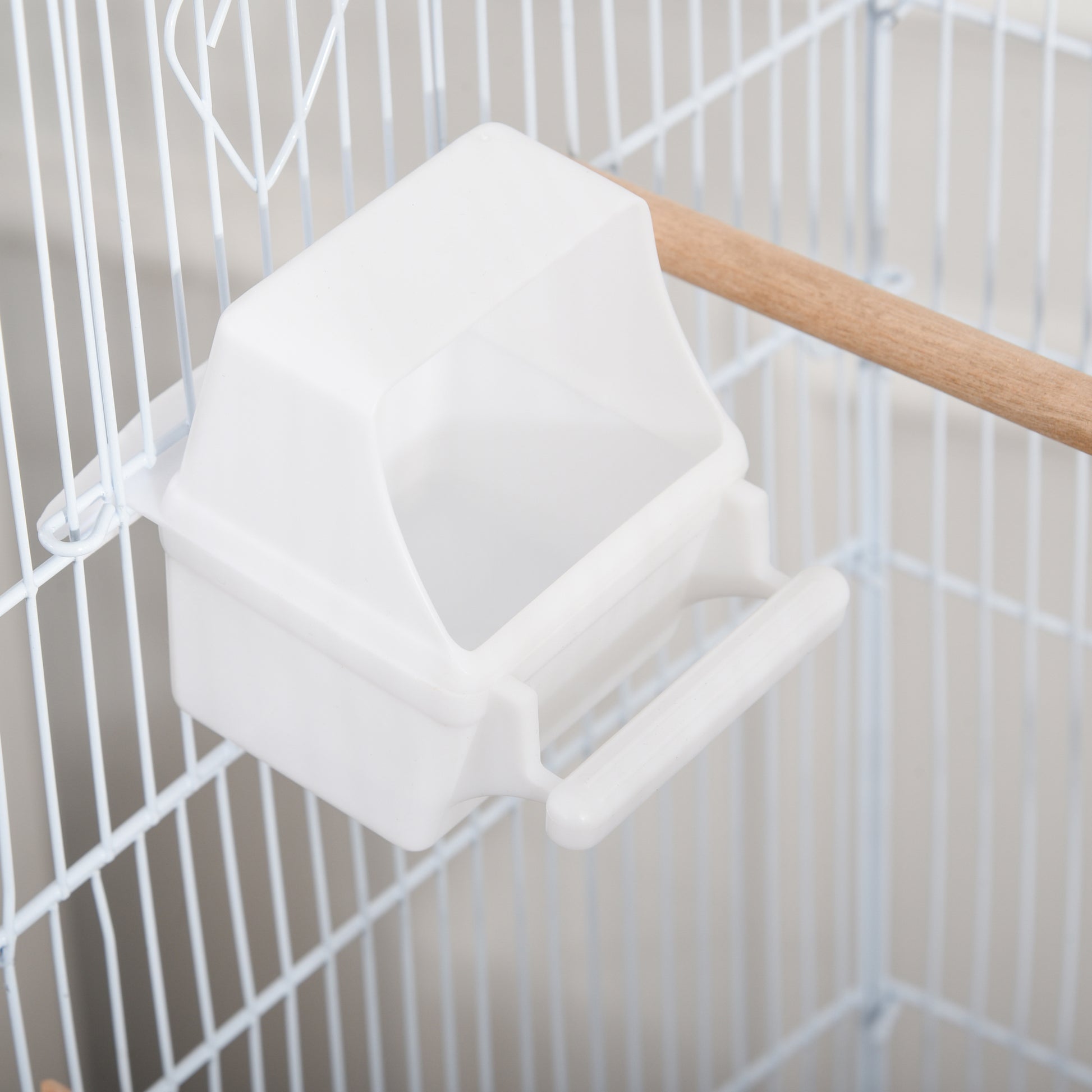 Bird Cage with Wheels 46.5x36x157 cm Metal Bird Cage with 4 Feeders, 3 Perches, Removable Tray, and Storage Shelf for Canaries Parakeets White