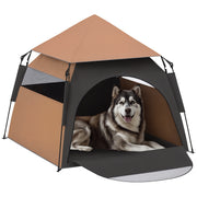 Pet Tent, Dog Tent, Cat House Outdoor, Dog House with Mesh Window, Dog Tipi Tent with Carrying Bag, Sunshade for Backyard, Living Room, Dark Brown