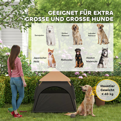Pet Tent, Dog Tent, Cat House Outdoor, Dog House with Mesh Window, Dog Tipi Tent with Carrying Bag, Sunshade for Backyard, Living Room, Dark Brown