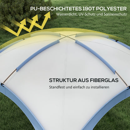 Event Shelter 3.5 x 3.5m Pavilion with Hook Door, Rain Protection with Sturdy Steel Poles, Garden Canopy with UV Protection, Party Tent Sunshade for Camping, Garden Festivals Light Blue