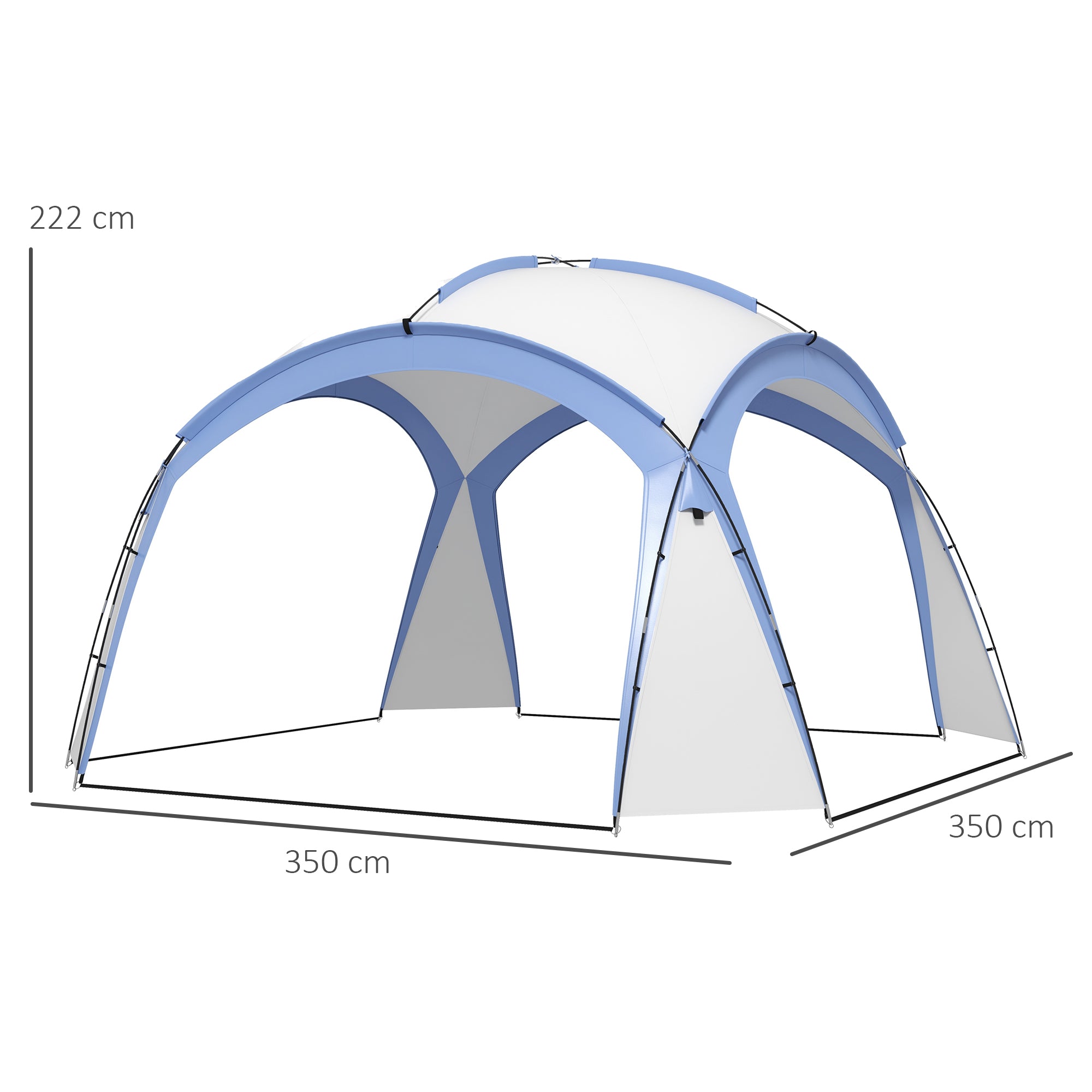 Event Shelter 3.5 x 3.5m Pavilion with Hook Door, Rain Protection with Sturdy Steel Poles, Garden Canopy with UV Protection, Party Tent Sunshade for Camping, Garden Festivals Light Blue
