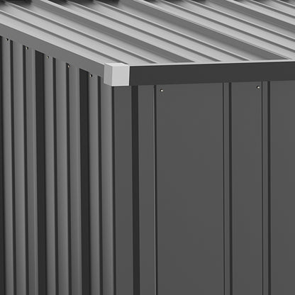 Utility Shed with Pent Roof 1.34m² Garden House Tool Shed Lockable Utility Cabinet Galvanized Steel Black 161.5 x 94.5 x 196 cm