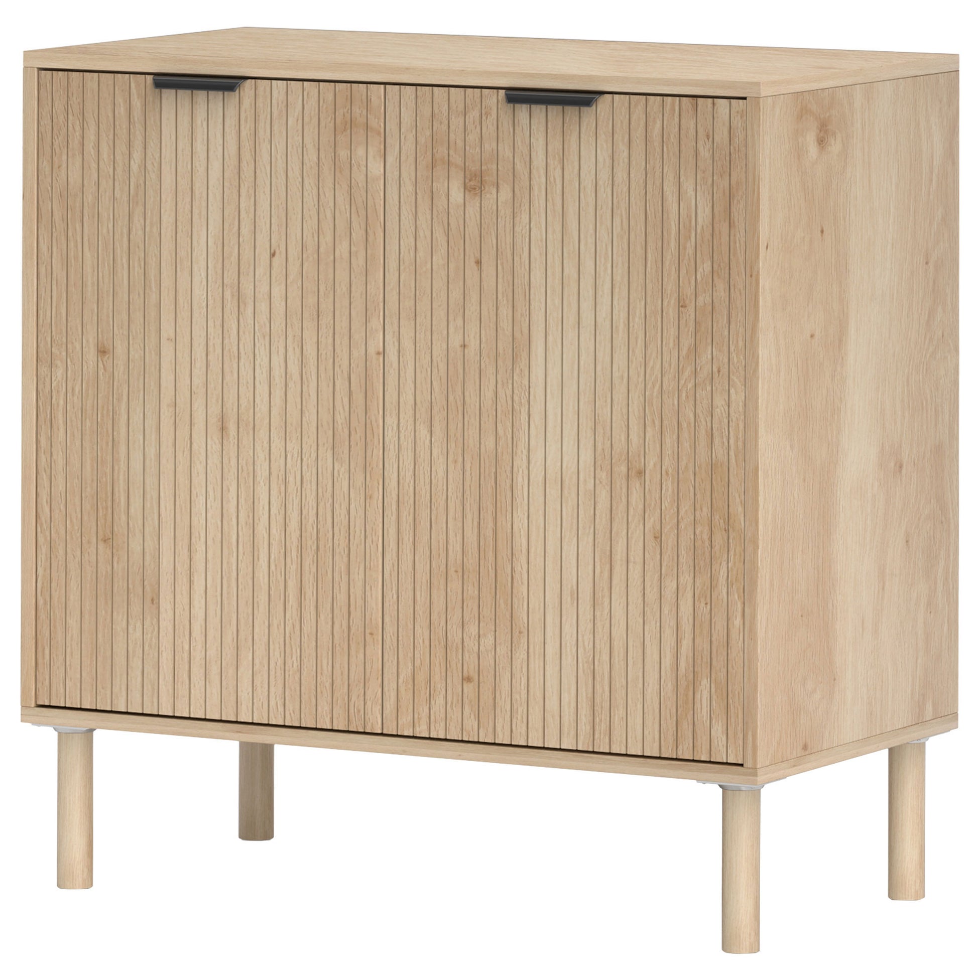 Living Room Sideboard with Adjustable Shelf, 2 Doors, Anti-tipping System, and Pine Wood Legs for Dining Room Hallway 78x40x77.5 cm Oak
