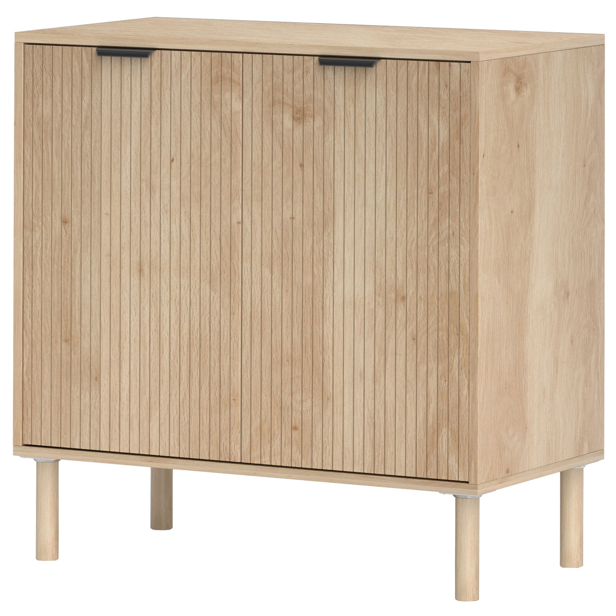 Living Room Sideboard with Adjustable Shelf, 2 Doors, Anti-tipping System, and Pine Wood Legs for Dining Room Hallway 78x40x77.5 cm Oak