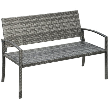 Garden Bench Polyrattan 2-Seater UV-Resistant Bench with Ergonomic Armrests Backrest Garden Furniture Park Bench up to 240kg Loadable Balcony Bench for Garden Terrace, 122x60x85cm, Gray
