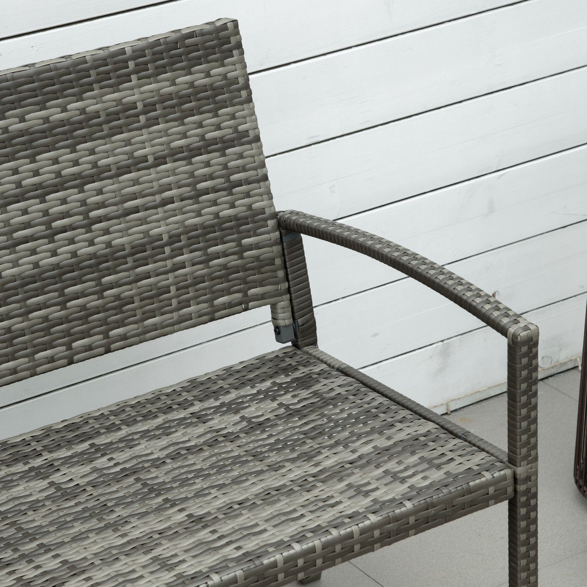 Garden Bench Polyrattan 2-Seater UV-Resistant Bench with Ergonomic Armrests Backrest Garden Furniture Park Bench up to 240kg Loadable Balcony Bench for Garden Terrace, 122x60x85cm, Gray
