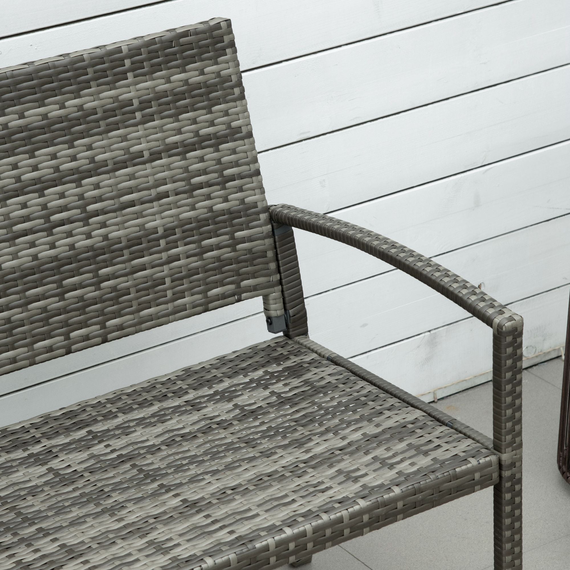 Garden Bench Polyrattan 2-Seater UV-Resistant Bench with Ergonomic Armrests Backrest Garden Furniture Park Bench up to 240kg Loadable Balcony Bench for Garden Terrace, 122x60x85cm, Gray