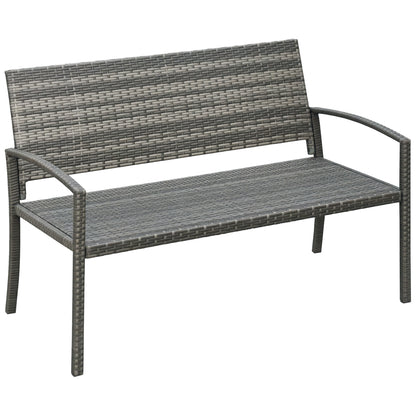 Garden Bench Polyrattan 2-Seater UV-Resistant Bench with Ergonomic Armrests Backrest Garden Furniture Park Bench up to 240kg Loadable Balcony Bench for Garden Terrace, 122x60x85cm, Gray