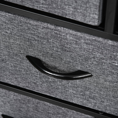 Dresser with 8 Fabric Drawers Storage Cabinet Dresser with Handles, Metal Frame, Modern Design Cabinet for Bedroom, Living Room in Dark Gray