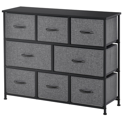 Dresser with 8 Fabric Drawers Storage Cabinet Dresser with Handles, Metal Frame, Modern Design Cabinet for Bedroom, Living Room in Dark Gray