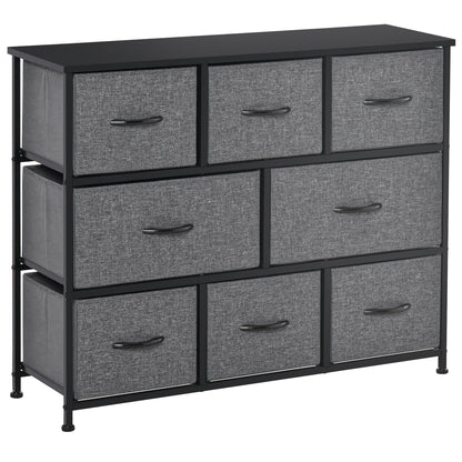 Dresser with 8 Fabric Drawers Storage Cabinet Dresser with Handles, Metal Frame, Modern Design Cabinet for Bedroom, Living Room in Dark Gray