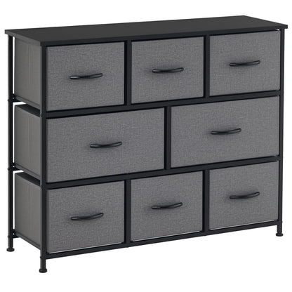Dresser with 8 Fabric Drawers Storage Cabinet Dresser with Handles, Metal Frame, Modern Design Cabinet for Bedroom, Living Room in Dark Gray