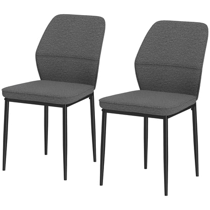 Set of 2 Modern Dining Chairs Kitchen Chairs with Padded Seat and Upholstered Curved Backrest Steel Legs for Living Room Bedroom Gray