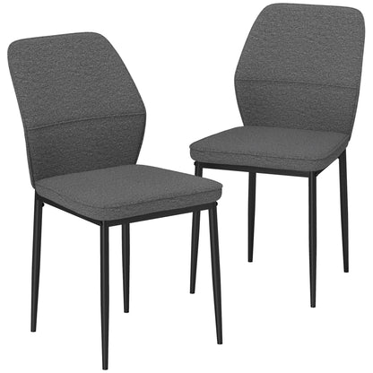Set of 2 Modern Dining Chairs Kitchen Chairs with Padded Seat and Upholstered Curved Backrest Steel Legs for Living Room Bedroom Gray