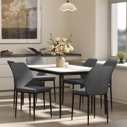 Set of 2 Modern Dining Chairs Kitchen Chairs with Padded Seat and Upholstered Curved Backrest Steel Legs for Living Room Bedroom Gray