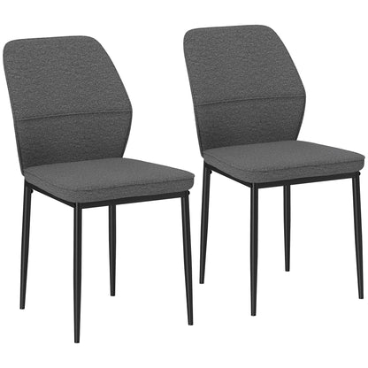Set of 2 Modern Dining Chairs Kitchen Chairs with Padded Seat and Upholstered Curved Backrest Steel Legs for Living Room Bedroom Gray