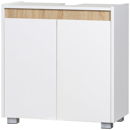 Under Sink Bathroom Cabinet Floor Cabinet with 2 Doors and Interior Storage Anti-tip 57x33x60 cm White