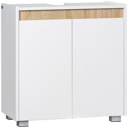 Under Sink Bathroom Cabinet Floor Cabinet with 2 Doors and Interior Storage Anti-tip 57x33x60 cm White