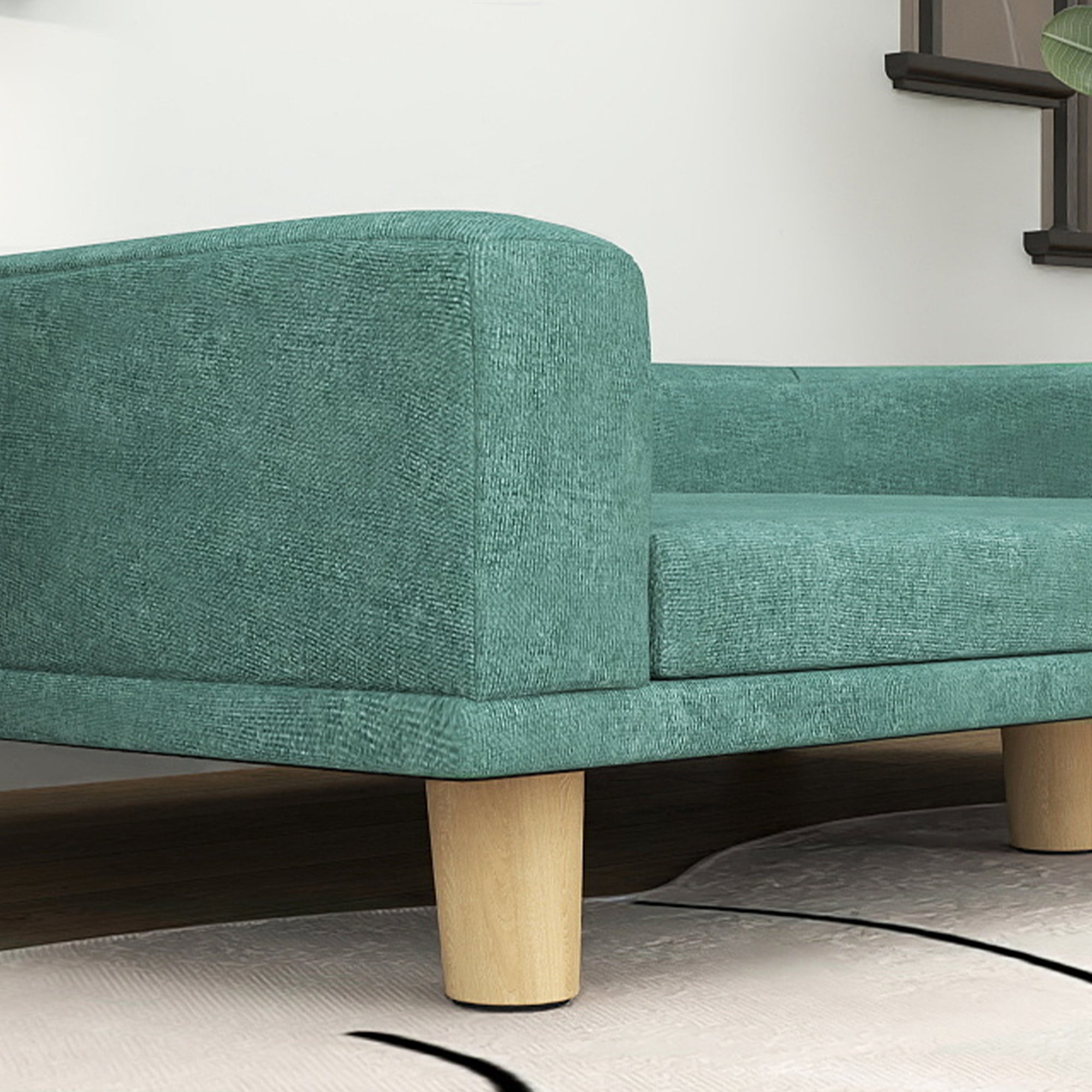 Dog Sofa, Pet Sofa Cat Sofa with Cushion, Dog Bed for Large Dogs, Dog Couch with Elevated Design, Dog Chair with Wooden Legs, Green, 98 x 67 x 25 cm