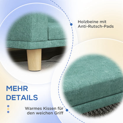 Dog Sofa, Pet Sofa Cat Sofa with Cushion, Dog Bed for Large Dogs, Dog Couch with Elevated Design, Dog Chair with Wooden Legs, Green, 98 x 67 x 25 cm