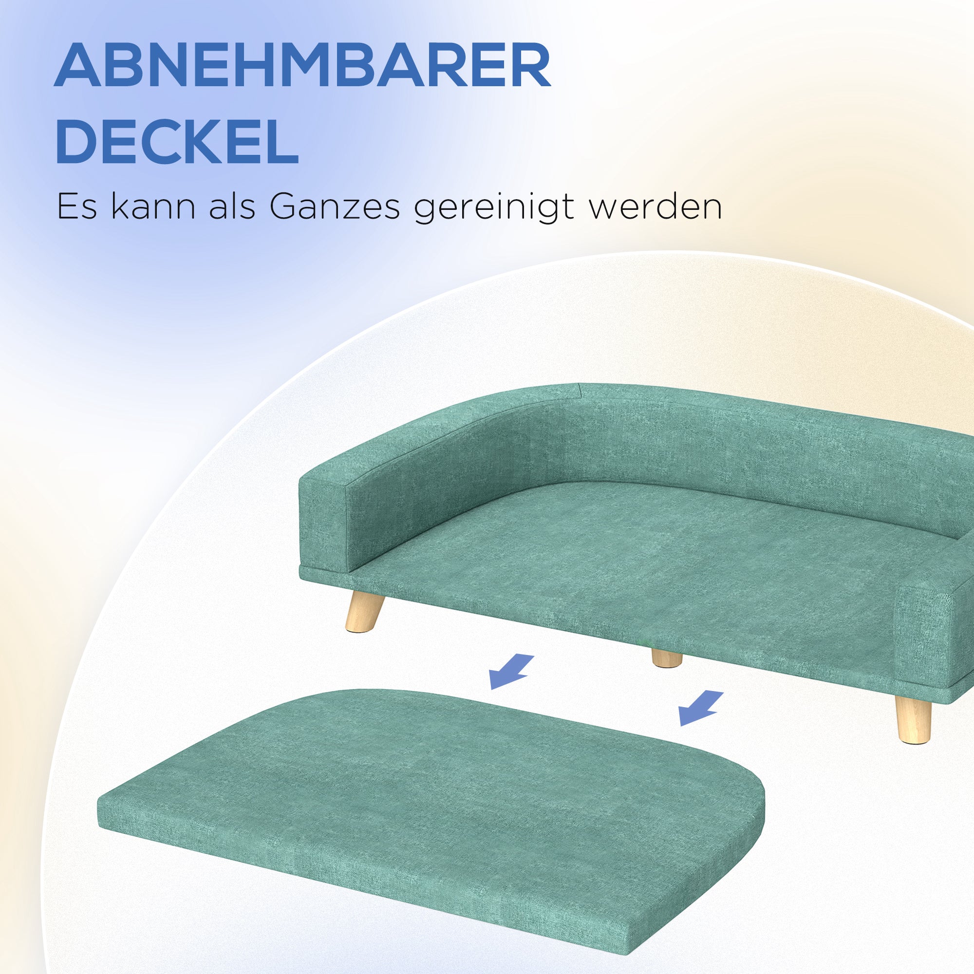 Dog Sofa, Pet Sofa Cat Sofa with Cushion, Dog Bed for Large Dogs, Dog Couch with Elevated Design, Dog Chair with Wooden Legs, Green, 98 x 67 x 25 cm