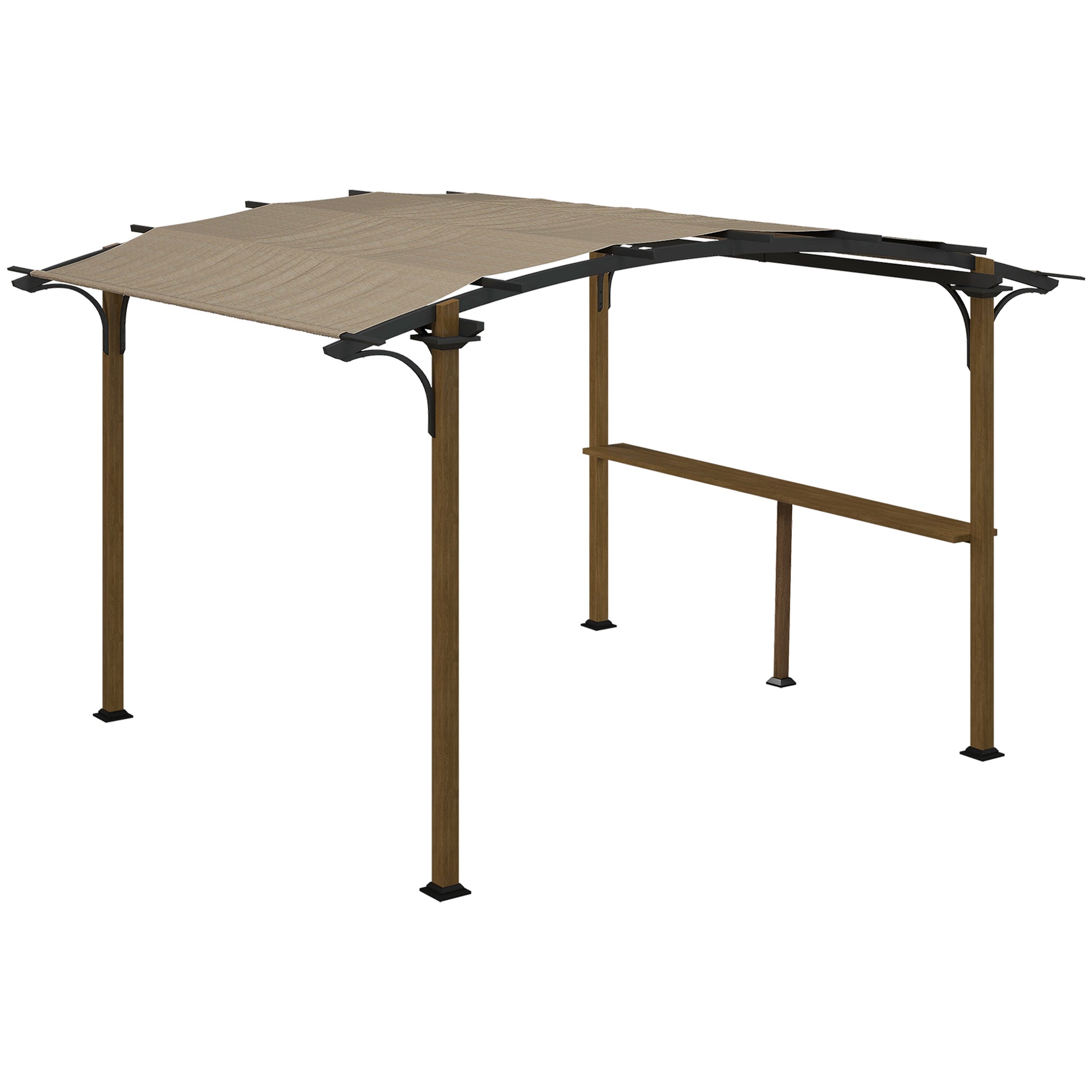 Garden Pergola Gazebo with Counter UV-Resistant Arched Roof - Aluminum and Steel Frame - 406L x 260W x 239H cm