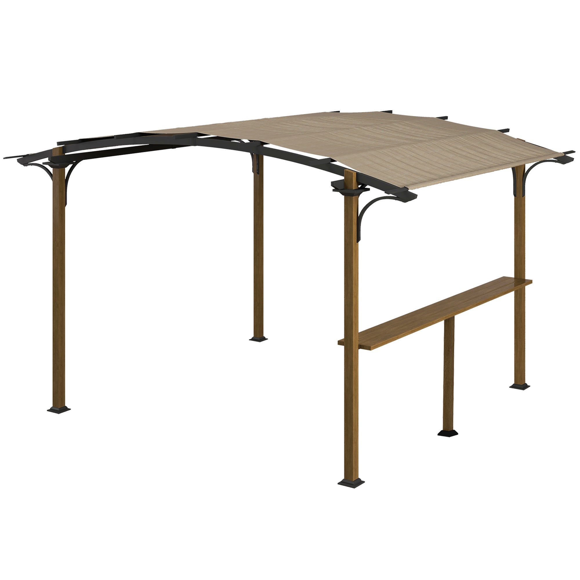 Garden Pergola Gazebo with Counter UV-Resistant Arched Roof - Aluminum and Steel Frame - 406L x 260W x 239H cm