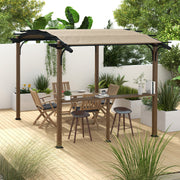 Garden Pergola Gazebo with Counter UV-Resistant Arched Roof - Aluminum and Steel Frame - 406L x 260W x 239H cm