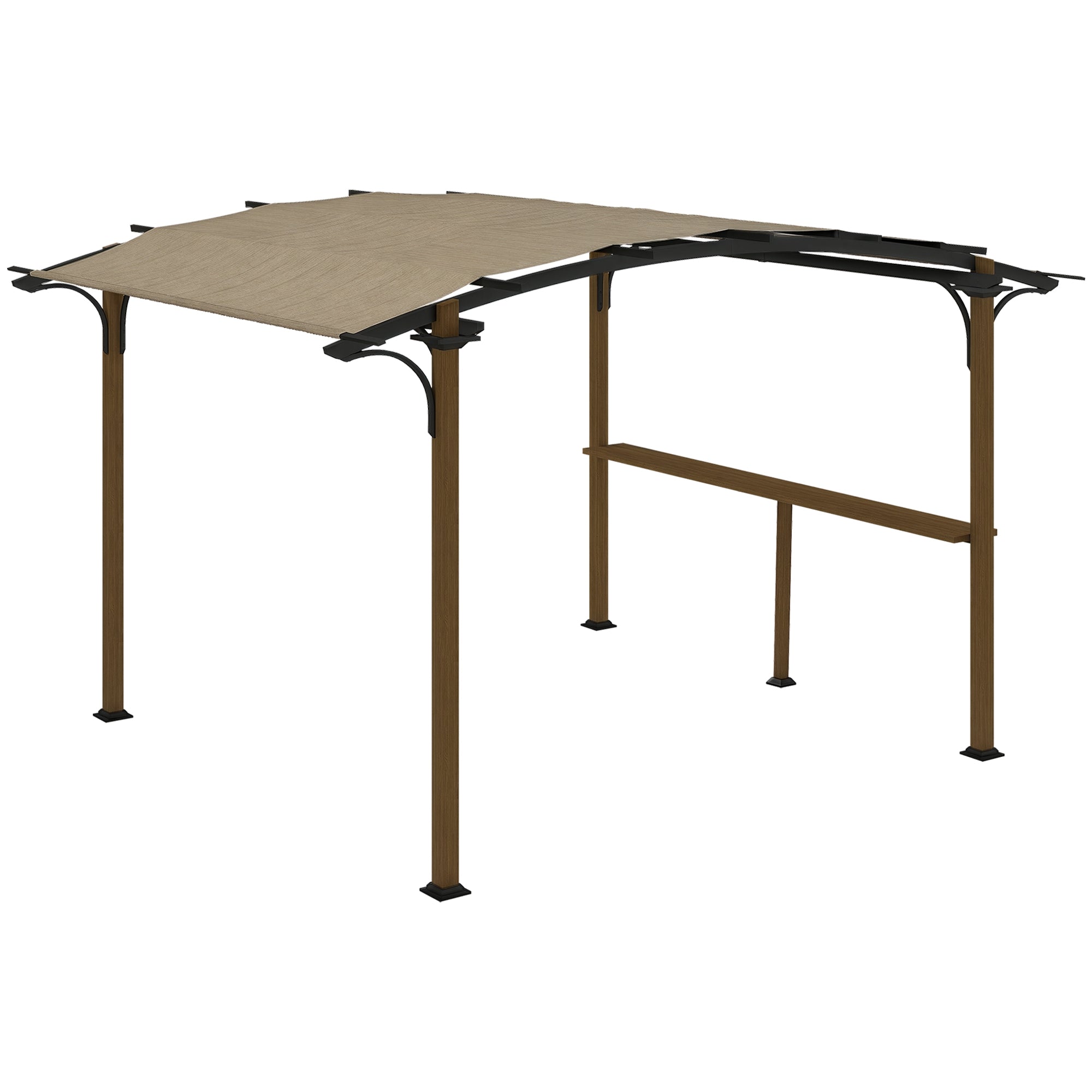 Garden Pergola Gazebo with Counter UV-Resistant Arched Roof - Aluminum and Steel Frame - 406L x 260W x 239H cm