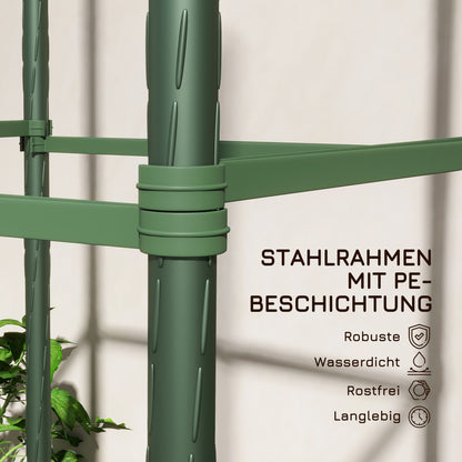 Set of 2 Trellises with Planting Bag, Flower Grid, Trellis, Plant Frame, Tomato Cage for Climbing Plants, Steel, Green, 33 x 33 x 180 cm