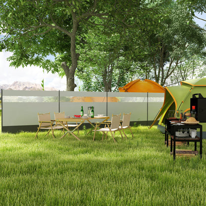 Portable Camping Windbreak Screen with Carry Bag and Steel Poles 725 x 140 cm Light Gray