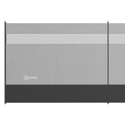 Portable Camping Windbreak Screen with Carry Bag and Steel Poles 725 x 140 cm Light Gray