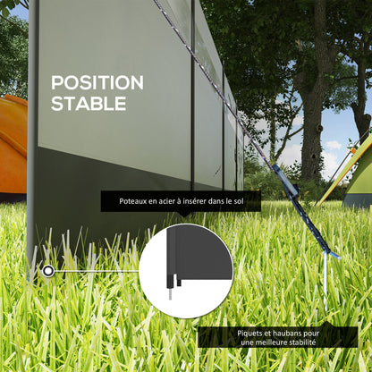 Portable Camping Windbreak Screen with Carry Bag and Steel Poles 725 x 140 cm Light Gray