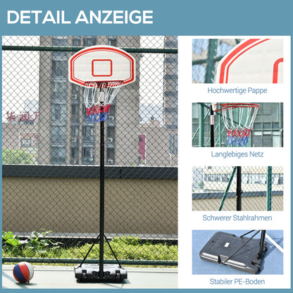 Outdoor Basketball Hoop, 175-215 cm Adjustable Height Basketball Stand with Wheels, Indoor Basketball Hoop with Stand 71 x 45 cm Backboard Gift for Teenagers