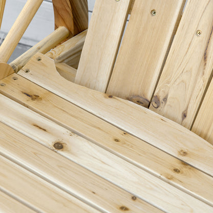 Rocking Chair, Rustic Relax Chair, Garden Chair with Wheel-Design, Rocking Armchair, Solid Wood, Natural Wood, 68 x 88 x 92 cm