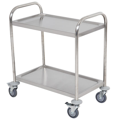 Stainless Steel Utility Cart with Wheels Kitchen Cart with Trays and 2 Arms for Dining Room Living Room 70.5x40.5x81 cm Silver