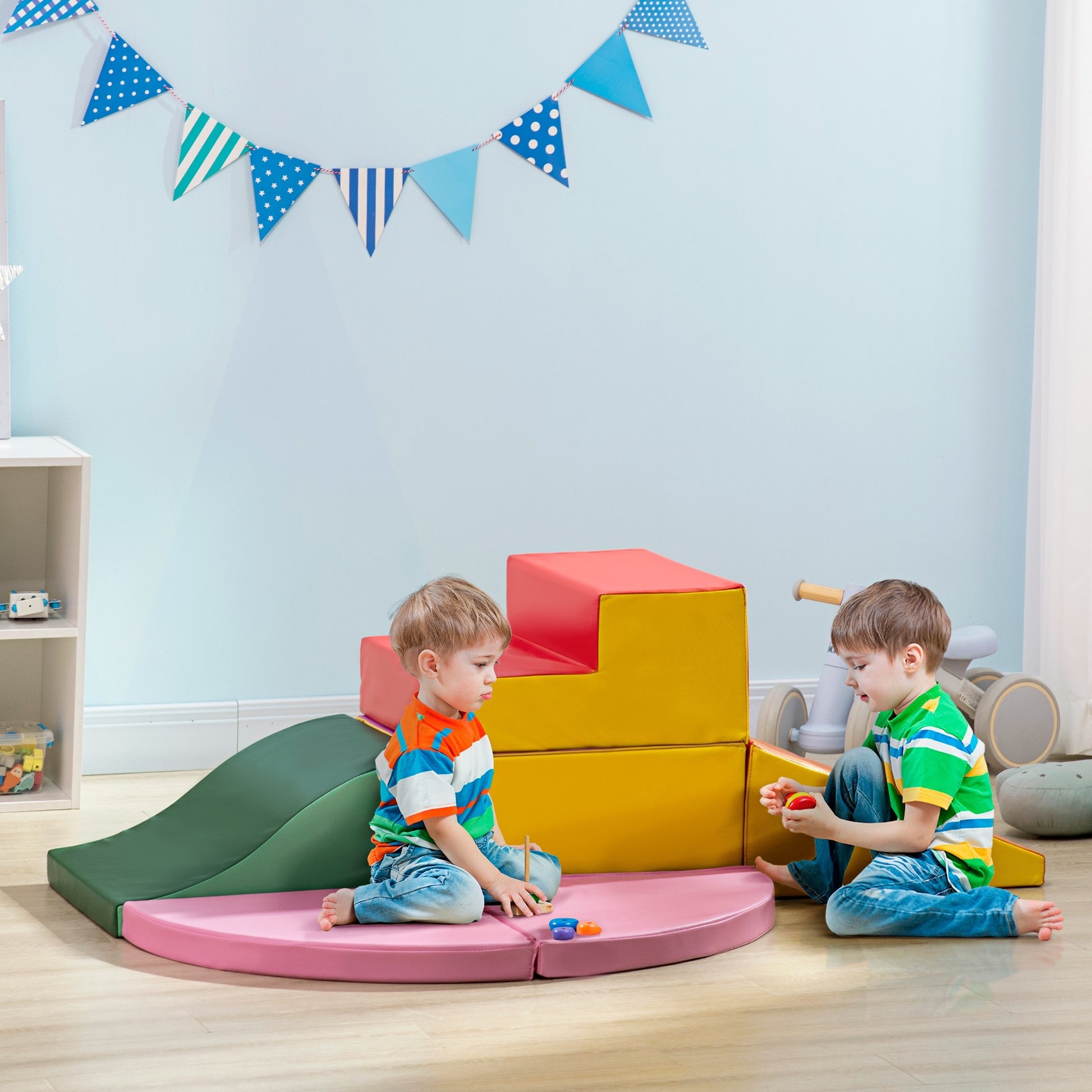 Set of 6 Foam Blocks for Kids Large Construction Blocks Building Figures Learning Toy for Climbing and Crawling Multicolor