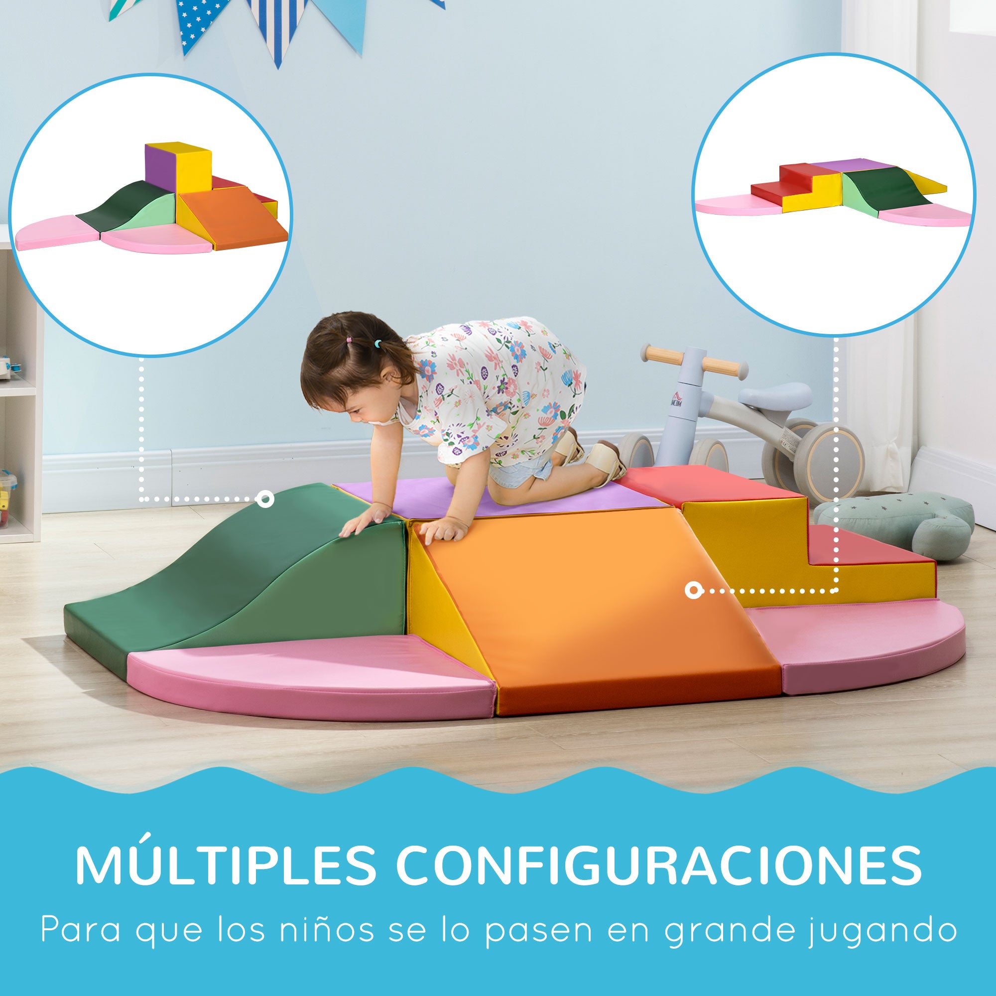 Set of 6 Foam Blocks for Kids Large Construction Blocks Building Figures Learning Toy for Climbing and Crawling Multicolor