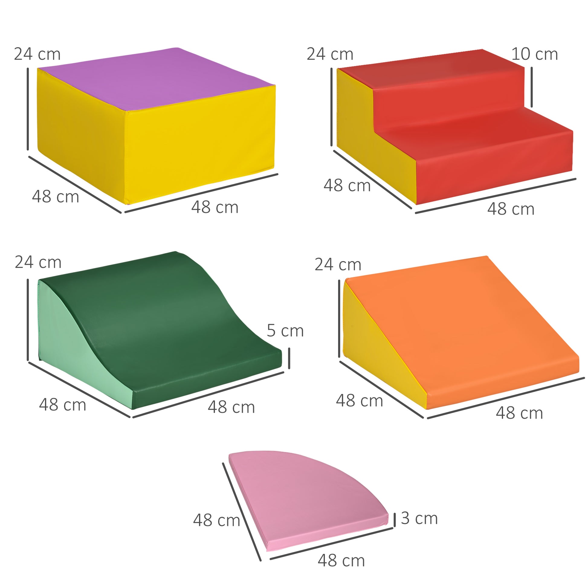 Set of 6 Foam Blocks for Kids Large Construction Blocks Building Figures Learning Toy for Climbing and Crawling Multicolor