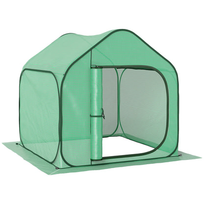 Pop-up Mini Greenhouse, Small Garden Greenhouse for Vegetables, Plants, Flowers, with Zippered Door, PE Winter Tent, for Indoor Outdoor, 150 x 148 x 148 cm, Green