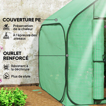 Pop-up Mini Greenhouse, Small Garden Greenhouse for Vegetables, Plants, Flowers, with Zippered Door, PE Winter Tent, for Indoor Outdoor, 150 x 148 x 148 cm, Green