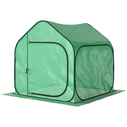 Pop-up Mini Greenhouse, Small Garden Greenhouse for Vegetables, Plants, Flowers, with Zippered Door, PE Winter Tent, for Indoor Outdoor, 150 x 148 x 148 cm, Green