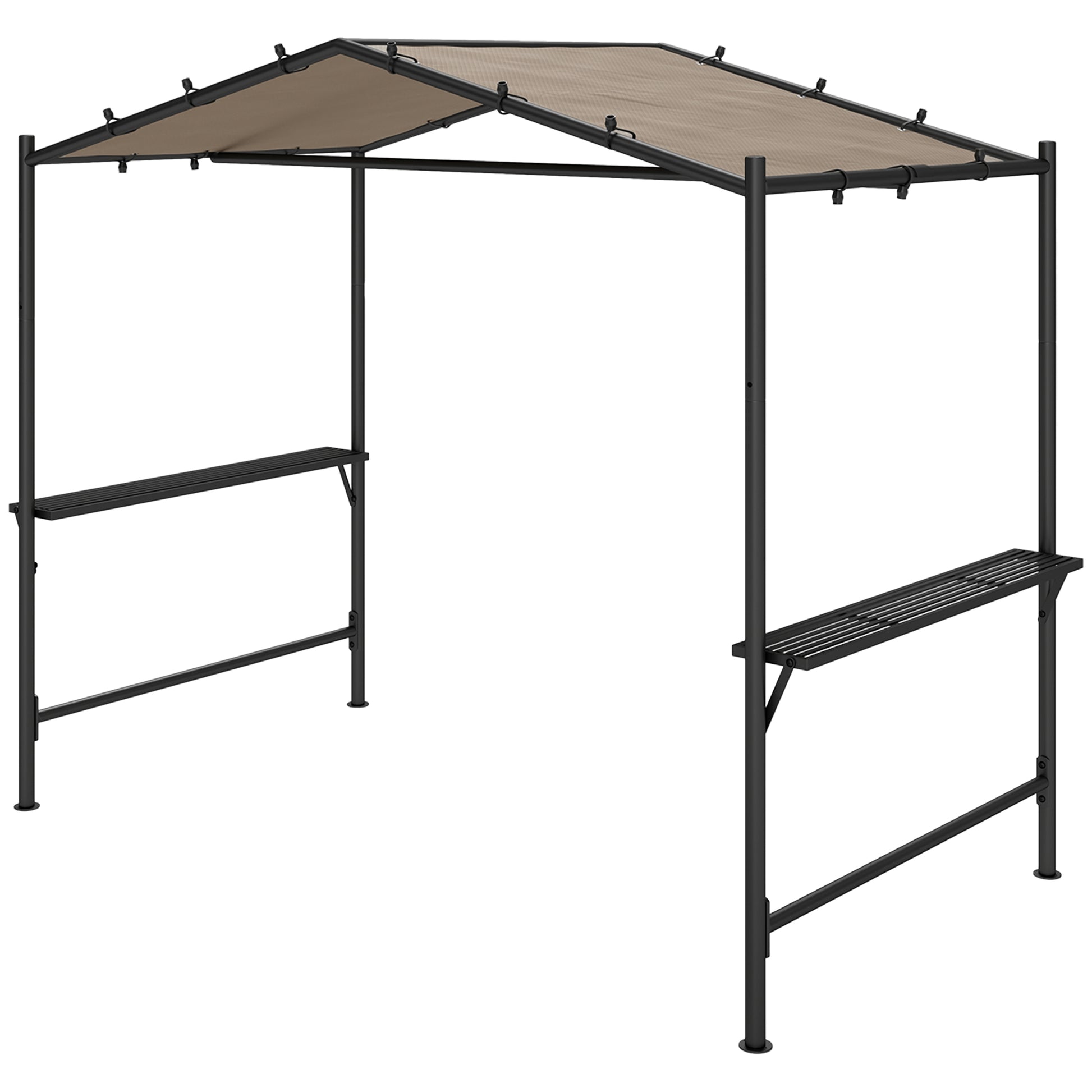 Grill Pavilion 277 x 149 x 230 cm waterproof flame-retardant garden gazebo with side shelves, garden pavilion with UV protection, BBQ pavilion made of steel, garden tent grill tent for party BBQ, Khaki